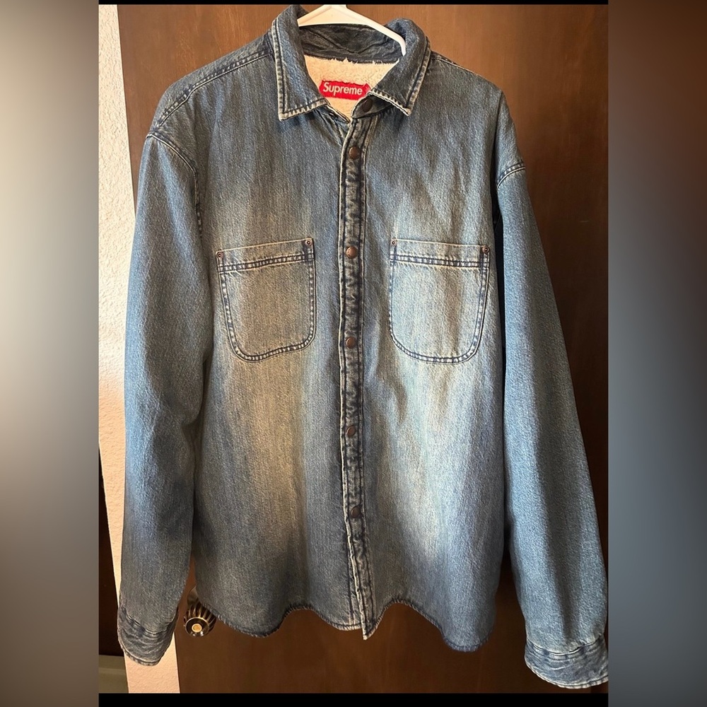 Supreme Shearling lined Denim Shirt Jacket